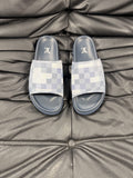 Louis Vuitton Slate Blue Checkered Slide Sandals