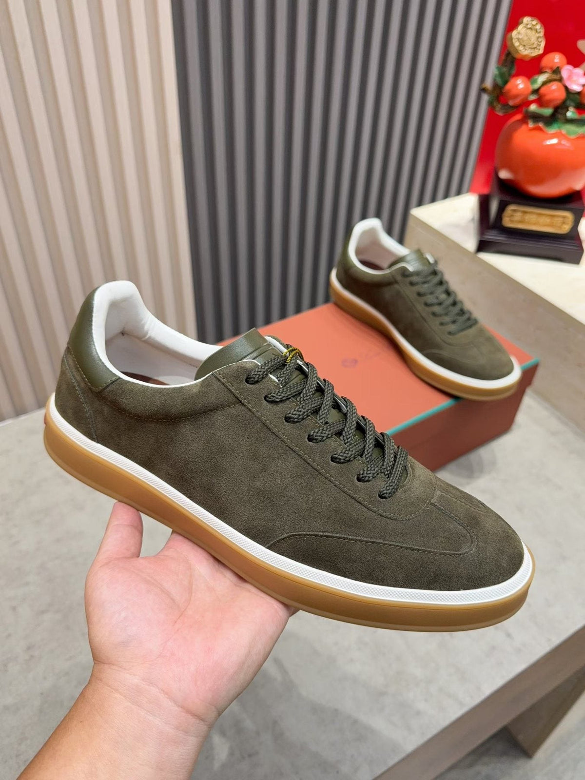 Loro Piana Tennis Walk Suede Low-Top Sneakers