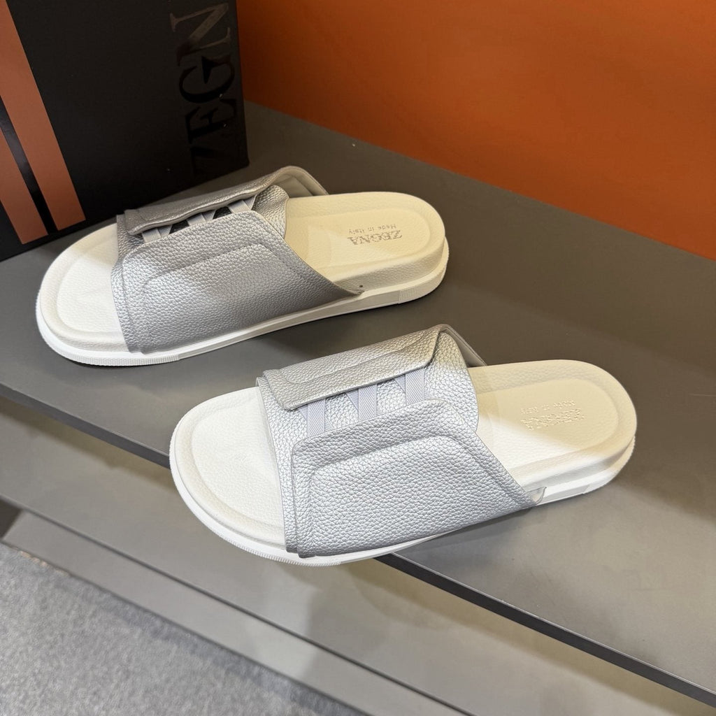 Zegna Men's Textured Strap Slide Sandals