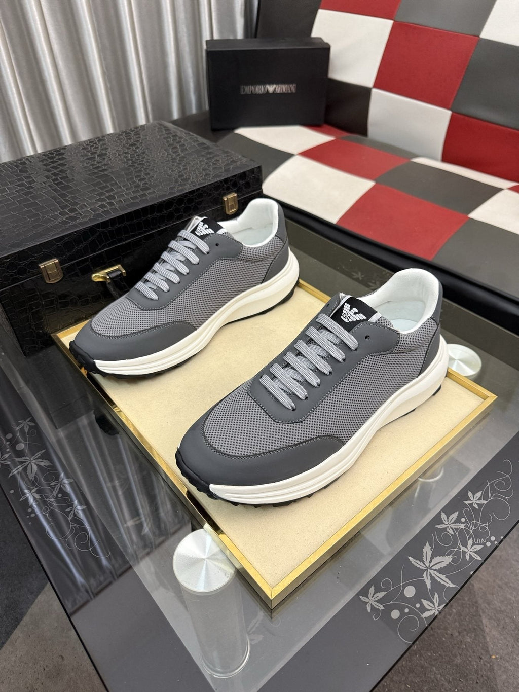 Armani Textured Low-Top Sneakers