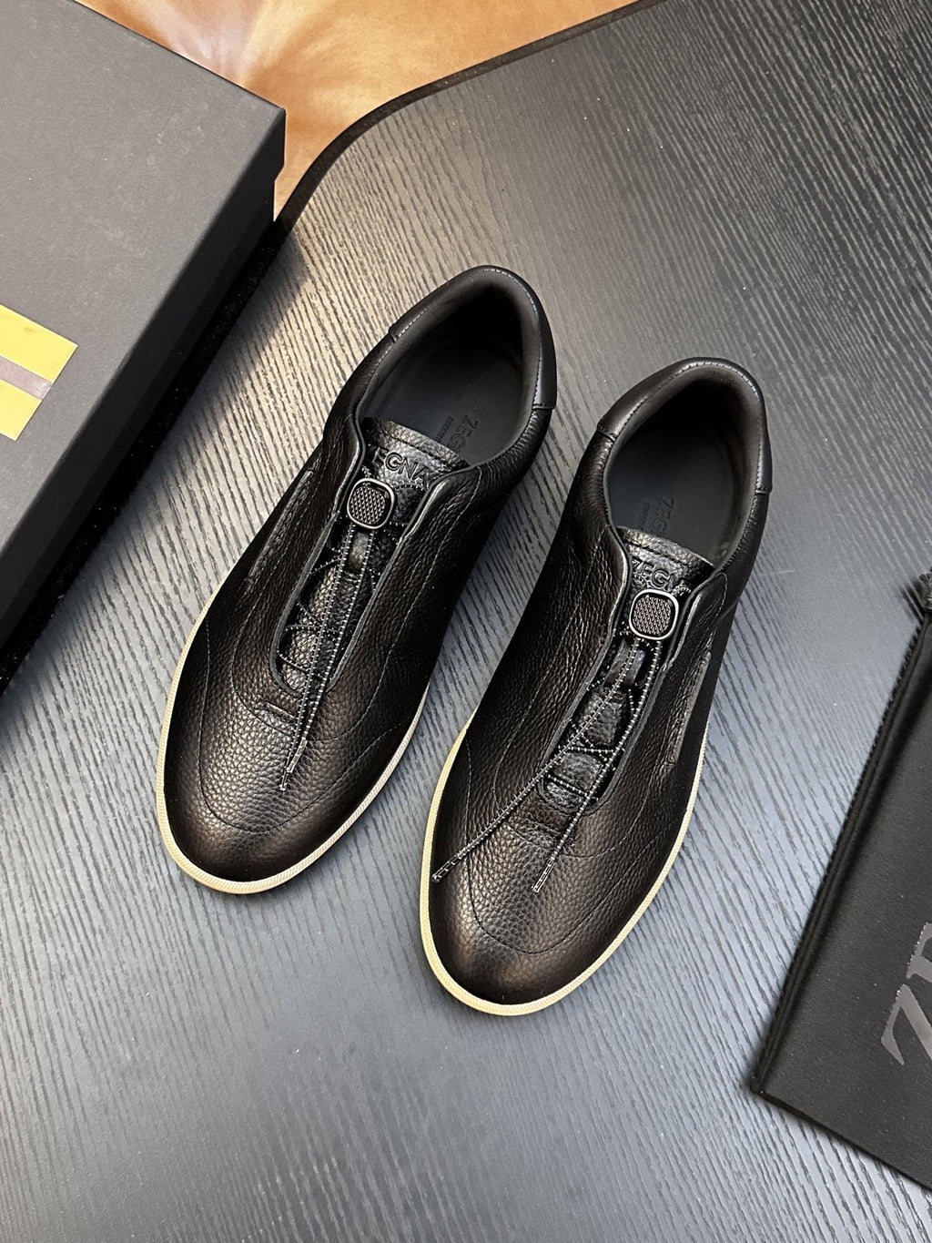 Zegna Zip-Front Slip-On Sneakers