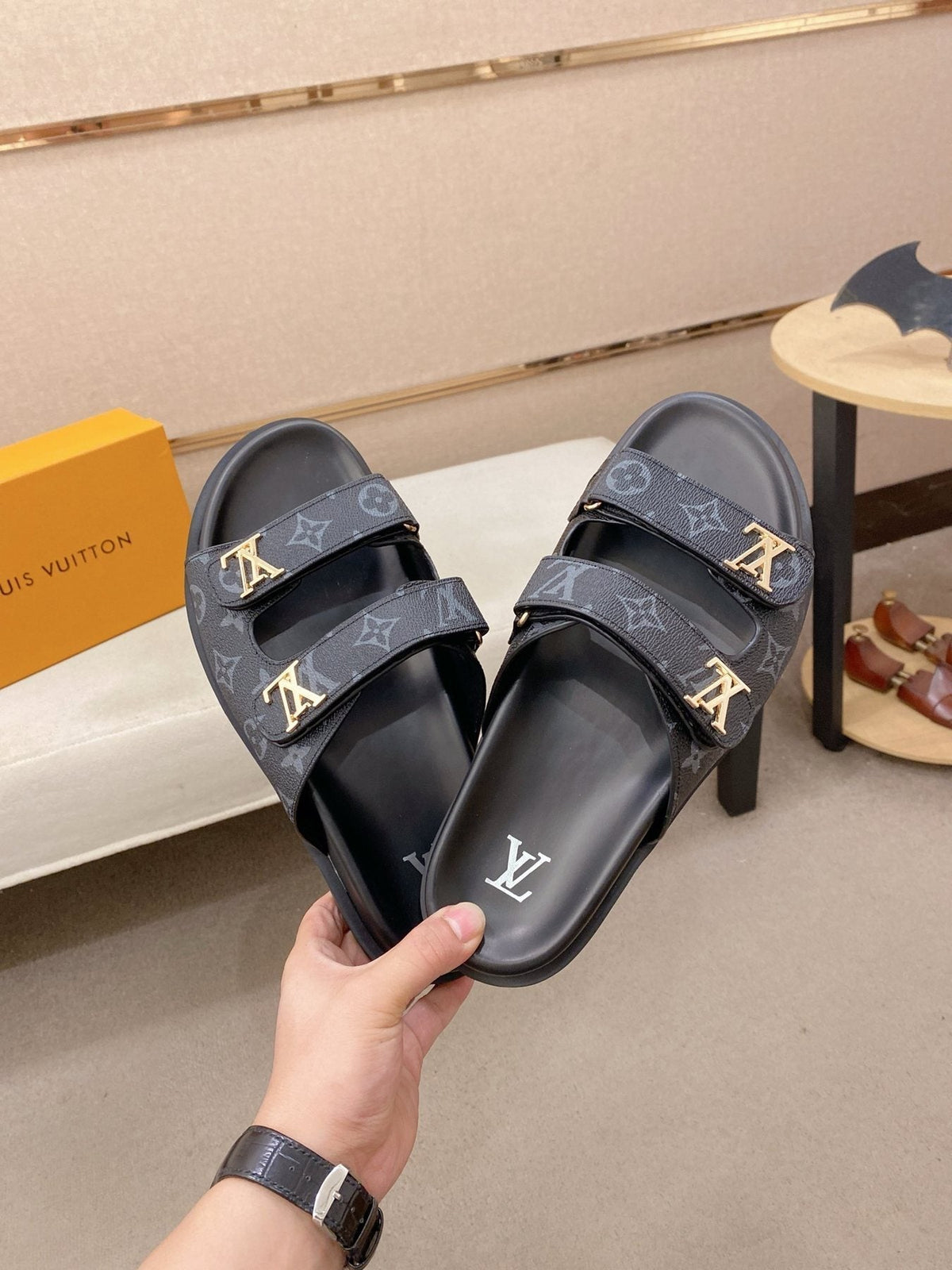 Louis Vuitton Men's Double-Strap Slide Sandals