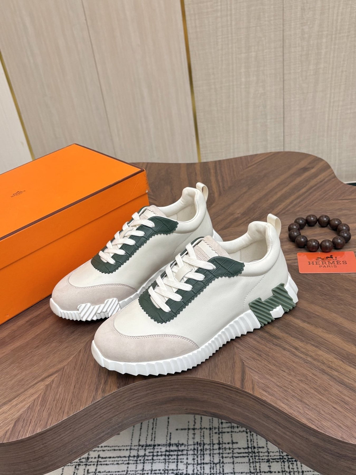 Hermes Paneled Low-Top Sneakers