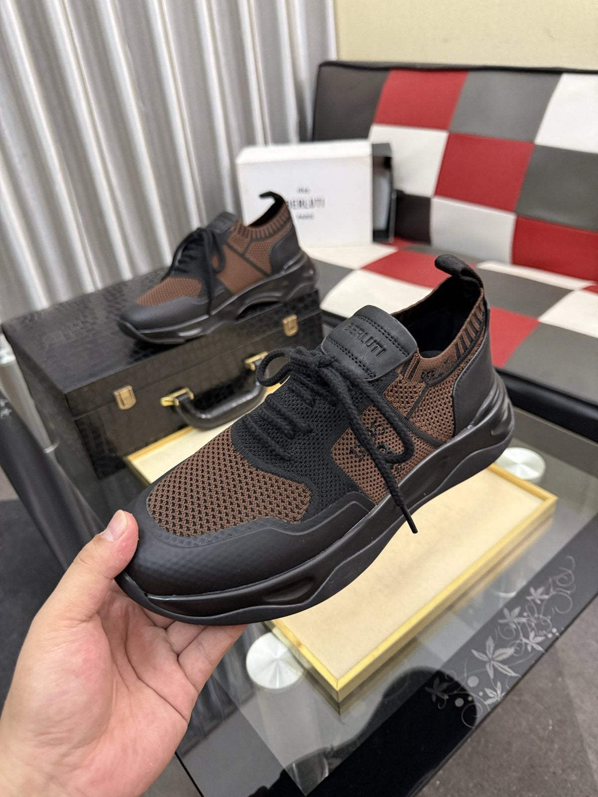 Berluti Men's Mesh Low-Top Sneakers