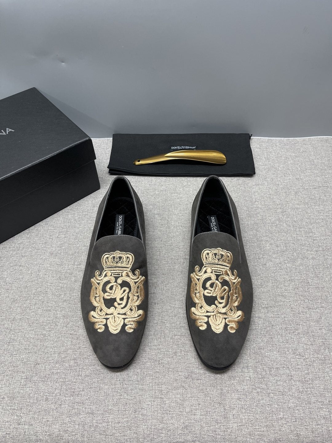 Dolce & Gabbana Men's Crown Embroidered Loafers