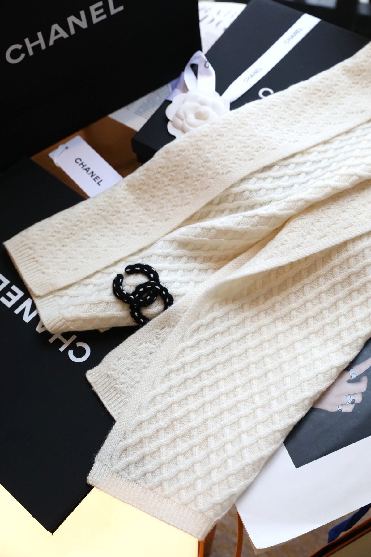 Chanel Diamond Knit Scarf