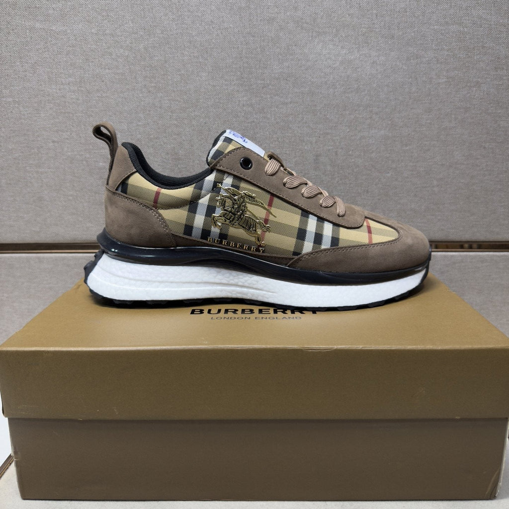 Burberry Men's Plaid Panel Sneakers - Padded Collar