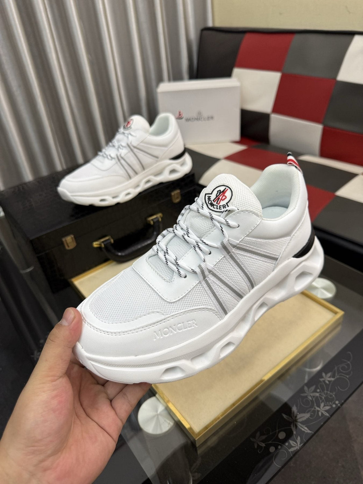Moncler Sculpted-Sole Lace-Up Sneakers