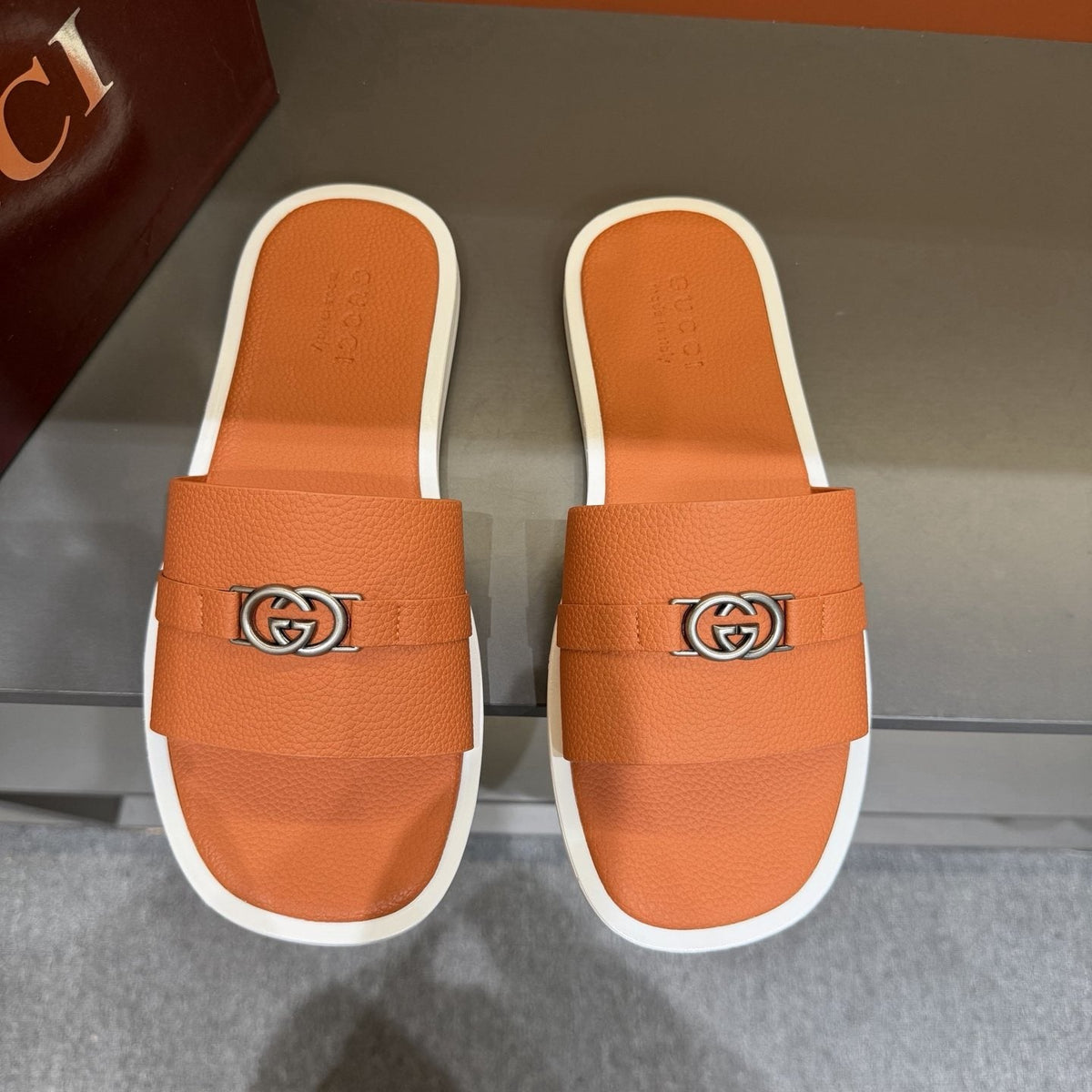 Gucci Textured Slide Sandals