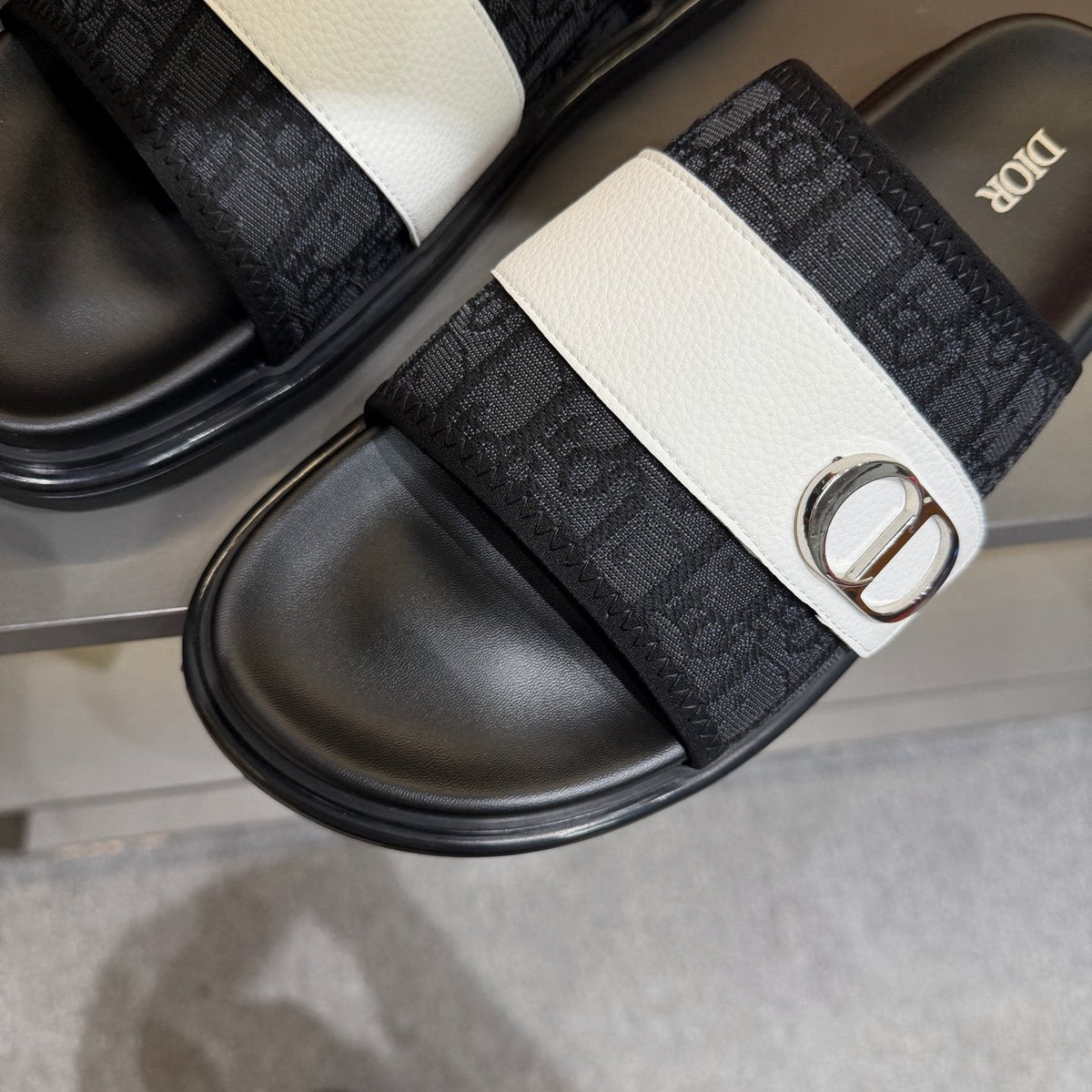 Dior Patterned Strap Slide Sandals - Open Toe