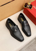 Ferragamo Men's Textured Leather Loafers - Stacked Heel