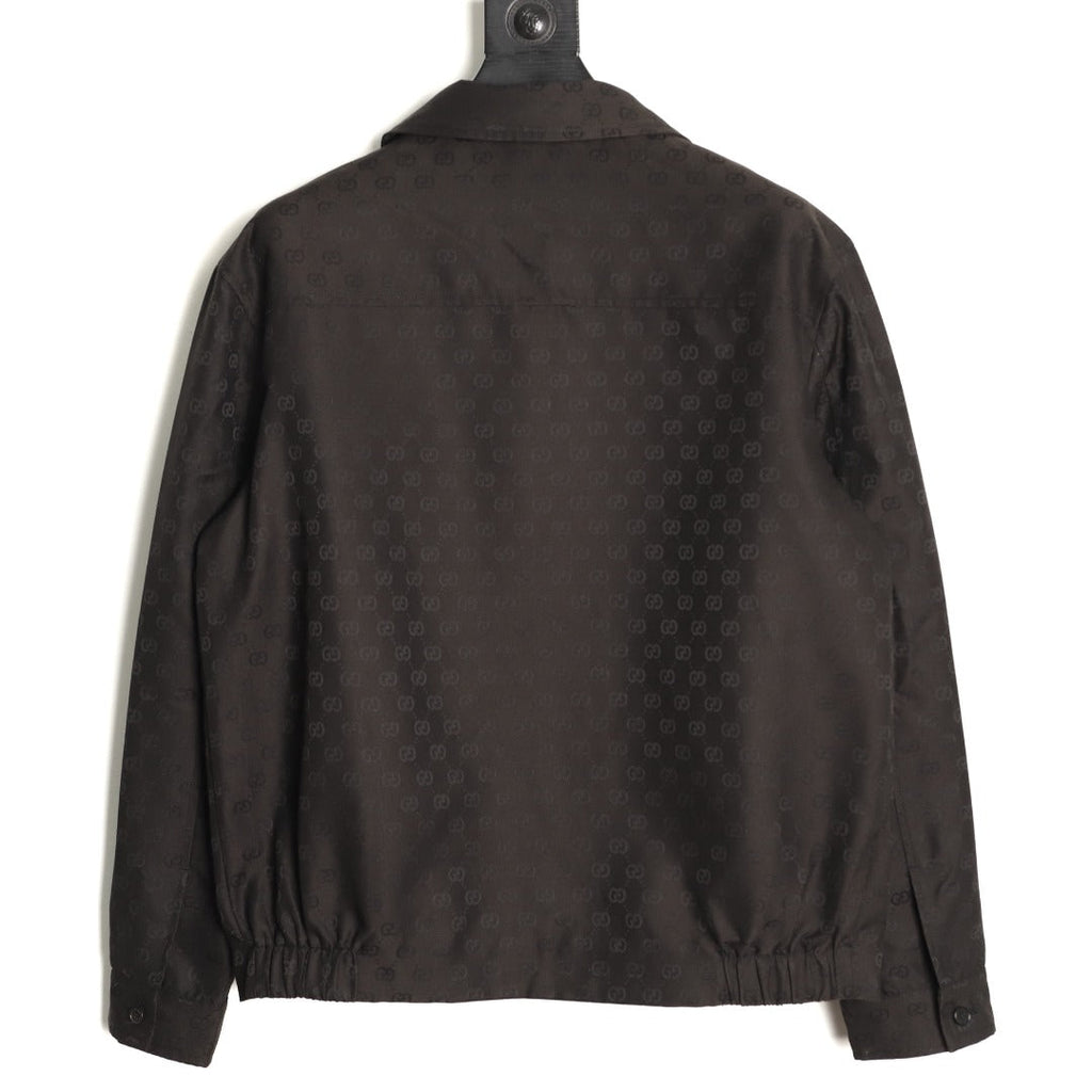 Gucci GG Pattern Zip-Up Jacket - Dark Brown