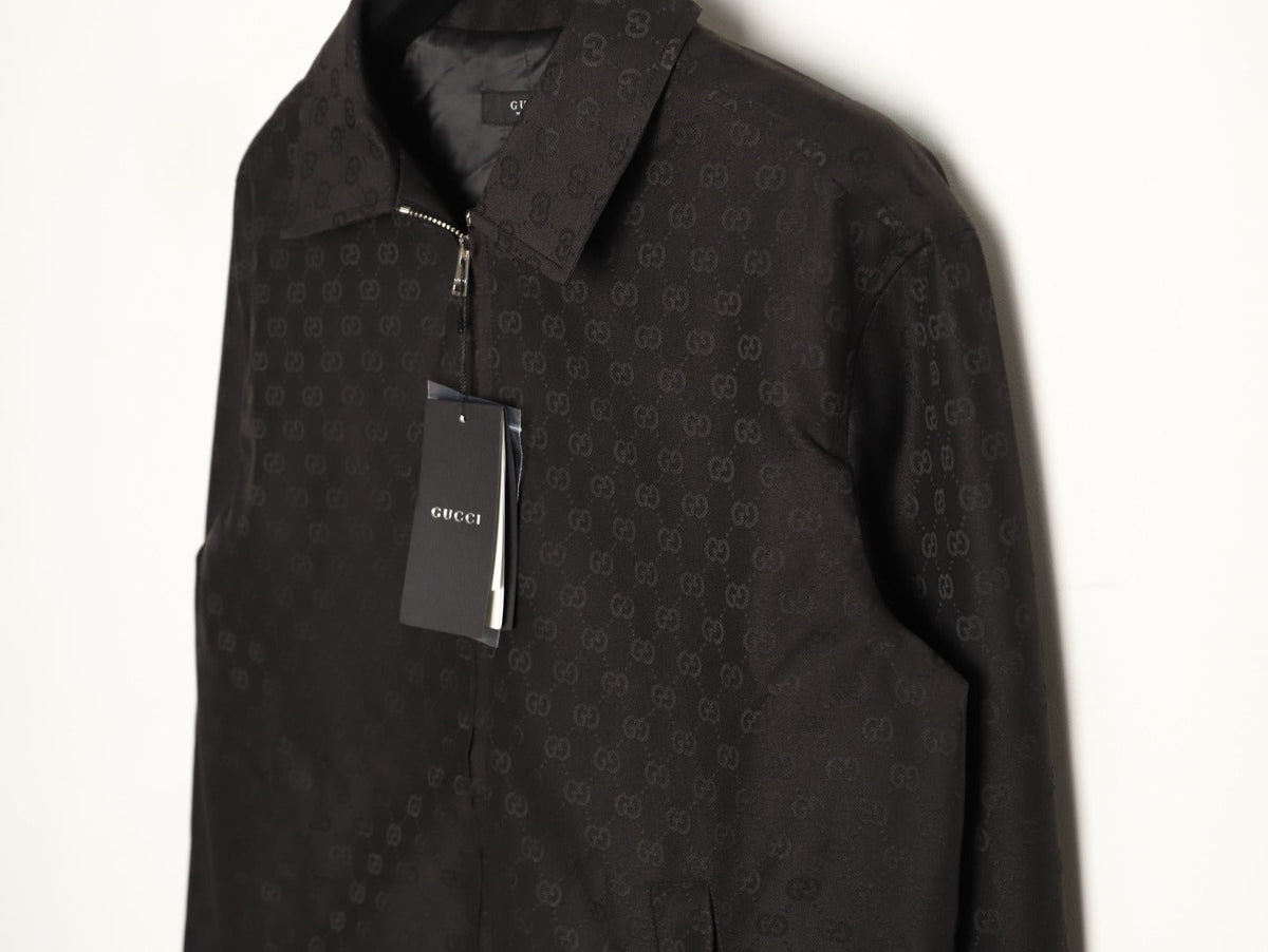 Gucci GG Pattern Zip-Up Jacket - Dark Brown