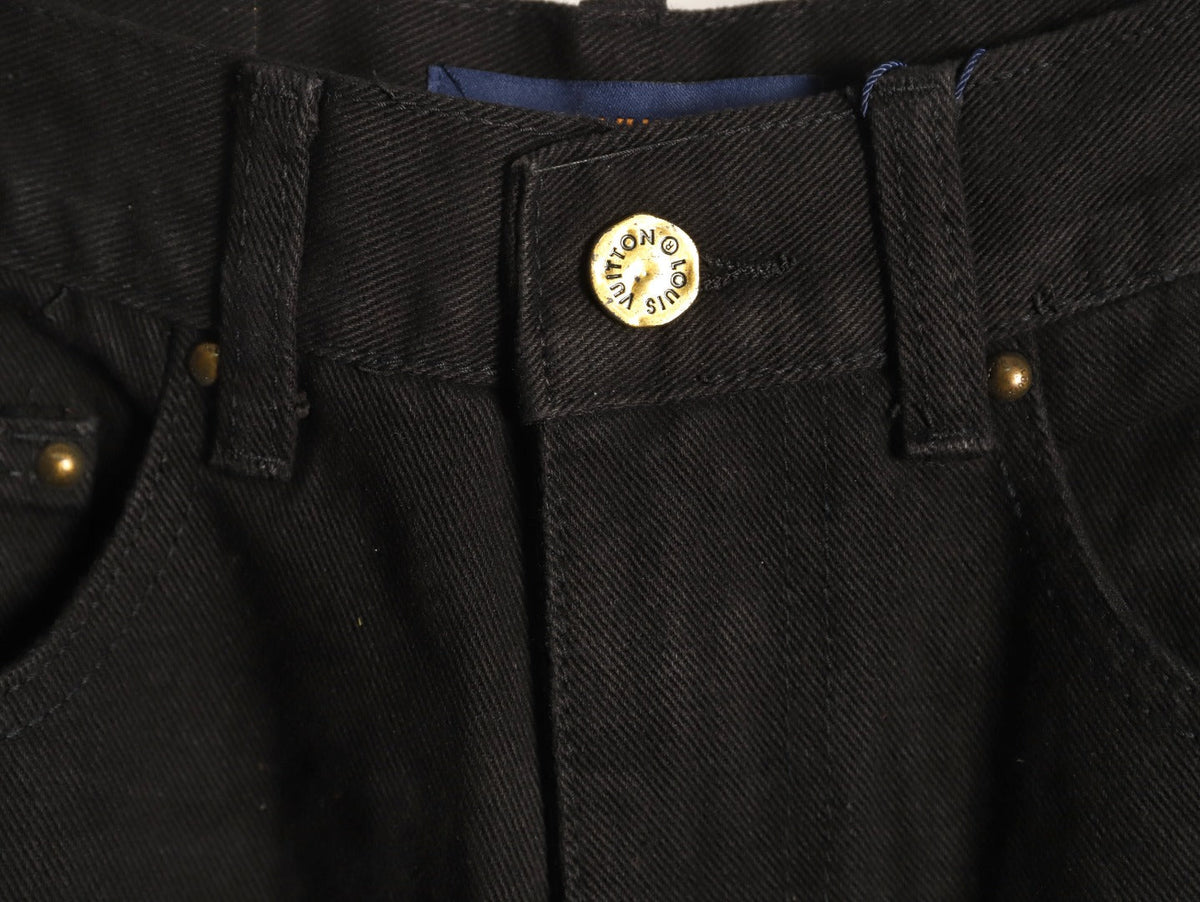 Louis Vuitton Monogram-Style Denim Cargo Trousers - Black