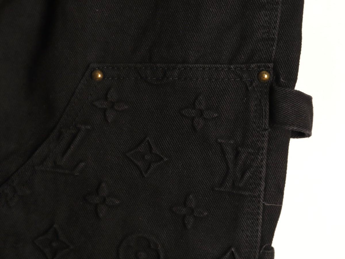 Louis Vuitton Monogram-Style Denim Cargo Trousers - Black