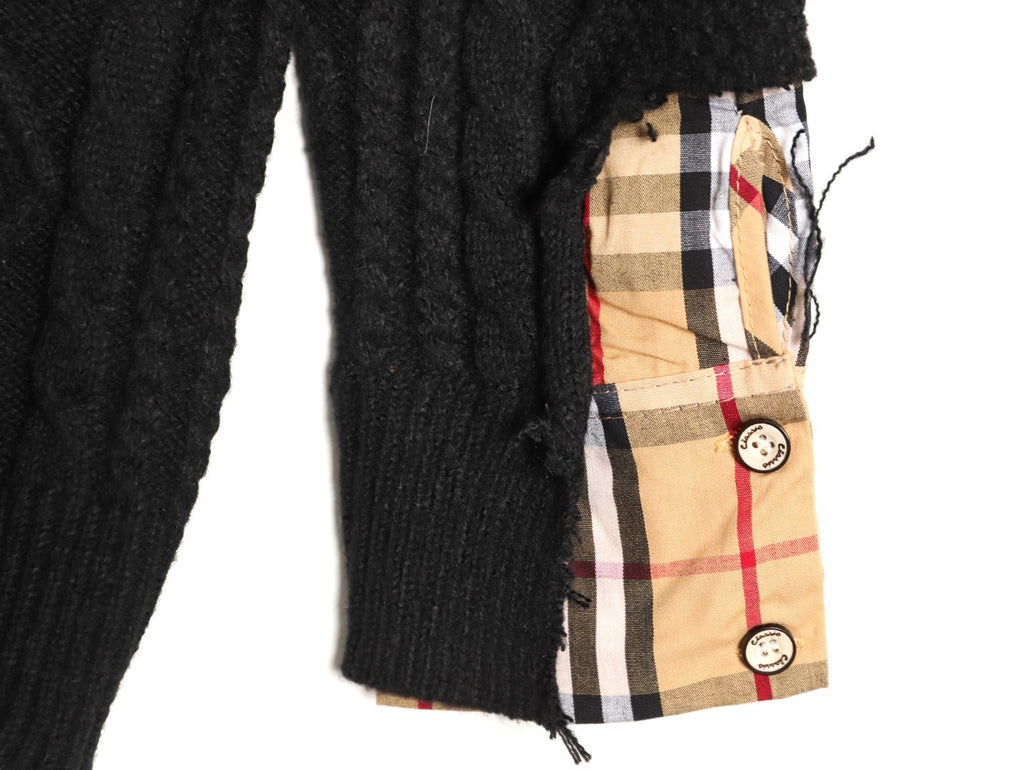 Burberry Layered-Look Check-Detail Crewneck Sweater - Black