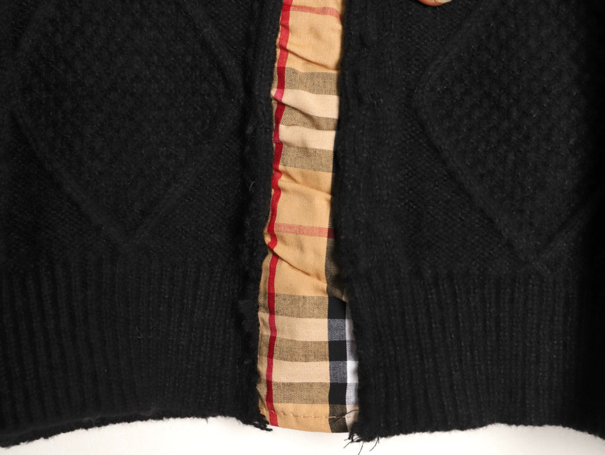 Burberry Layered-Look Check-Detail Crewneck Sweater - Black