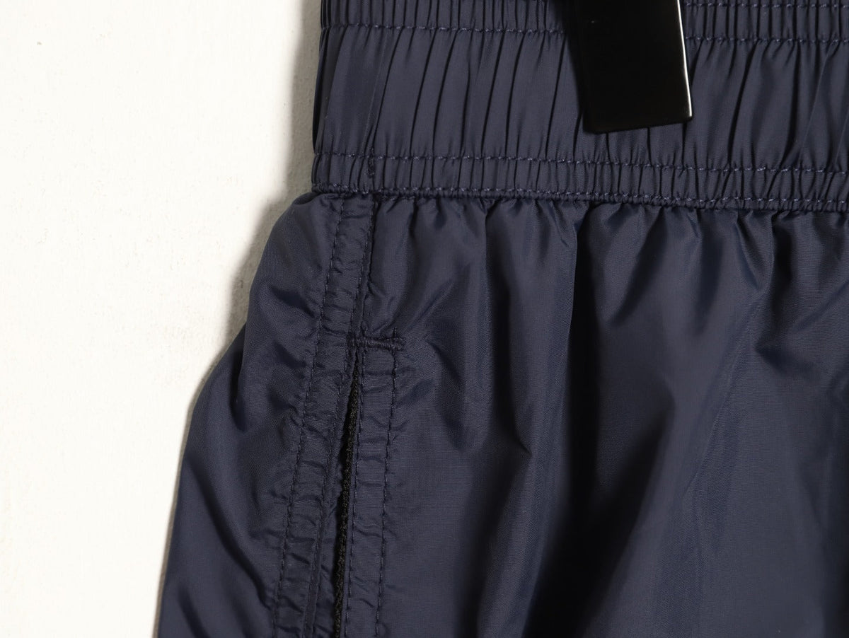 Moncler White-Emblem Drawstring Shorts - Dark Navy