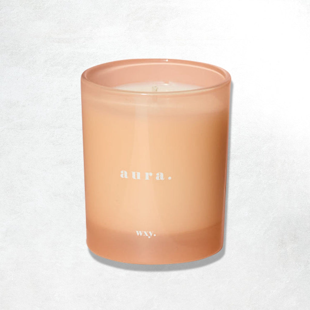 wxy. 7oz candle - aura: white woods & amber down